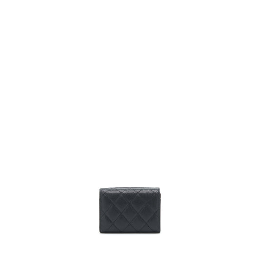 Chanel small compact wallet caviar black L