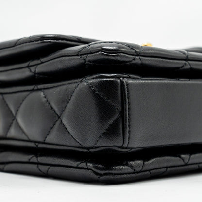 Chanel 22A Button on chain Flap Bag Lambskin Black  (Microchip)
