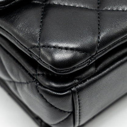 Chanel 22A Button on chain Flap Bag Lambskin Black  (Microchip)