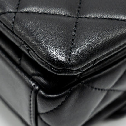 Chanel 22A Button on chain Flap Bag Lambskin Black  (Microchip)