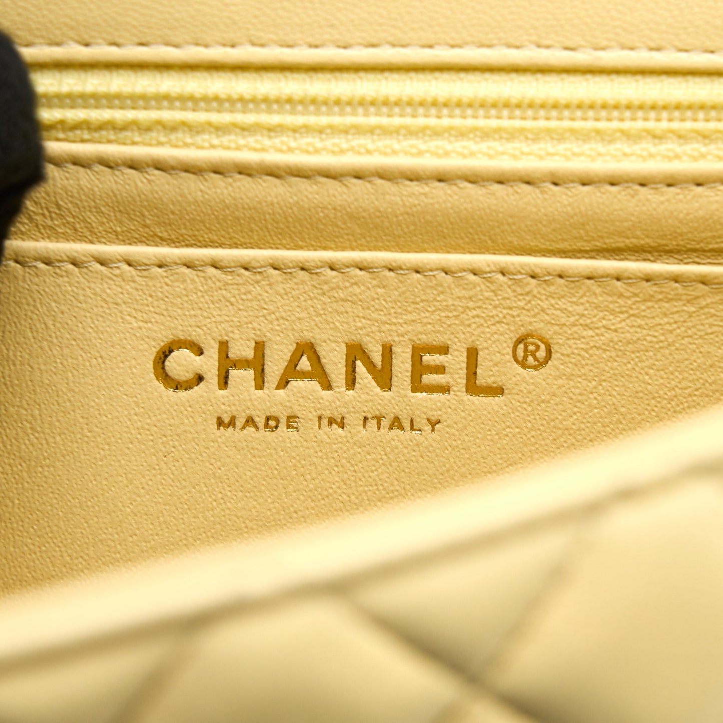 Chanel Mini Square Flap Bag Lambskin Light Yellow L