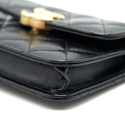 Chanel 21A Flap Coin Purse with chain Calfskin black