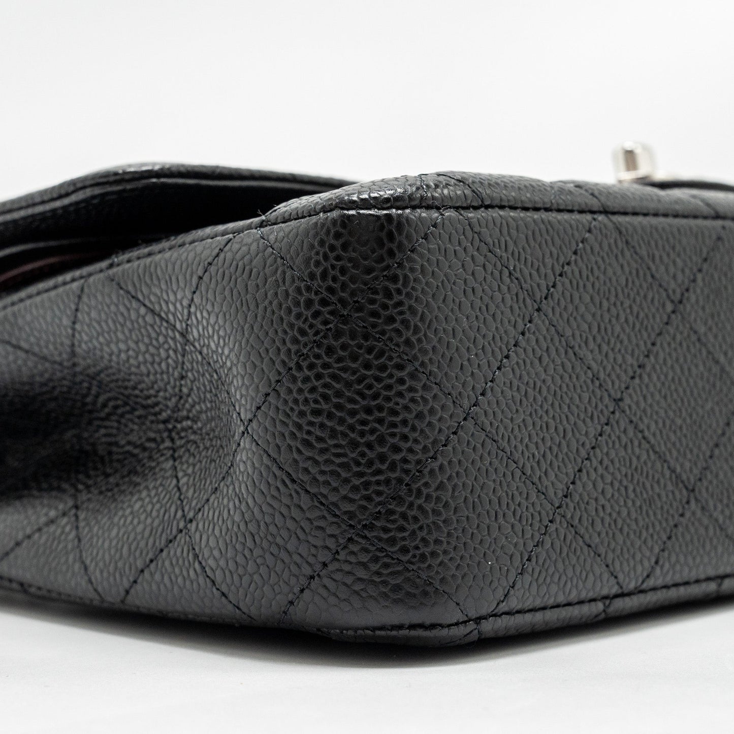 CHANEL Medium Classic Double Flap Bag Caviar Black  (Microchip)