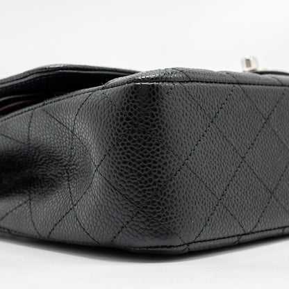 CHANEL Medium Classic Double Flap Bag Caviar Black  (Microchip)