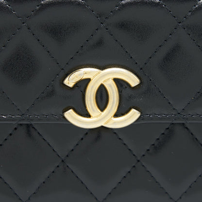 Chanel 21A Flap Coin Purse with chain Calfskin black