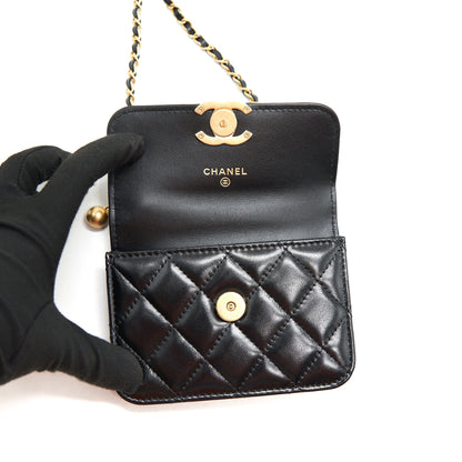 Chanel 21A Flap Coin Purse with chain Calfskin black