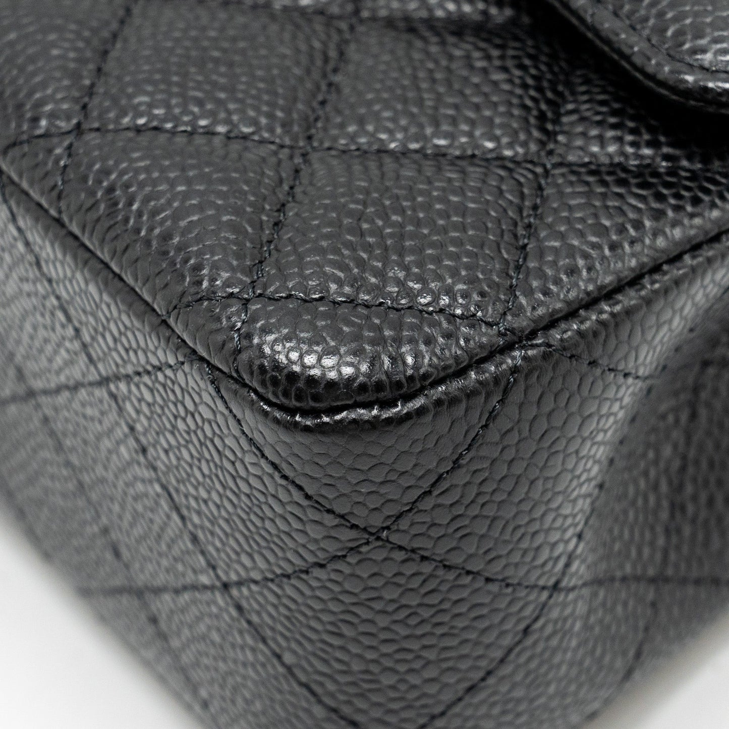 CHANEL Medium Classic Double Flap Bag Caviar Black  (Microchip)