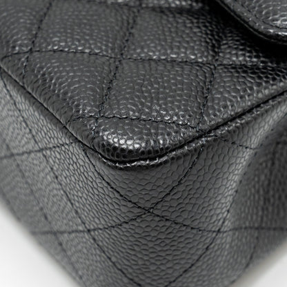 CHANEL Medium Classic Double Flap Bag Caviar Black  (Microchip)