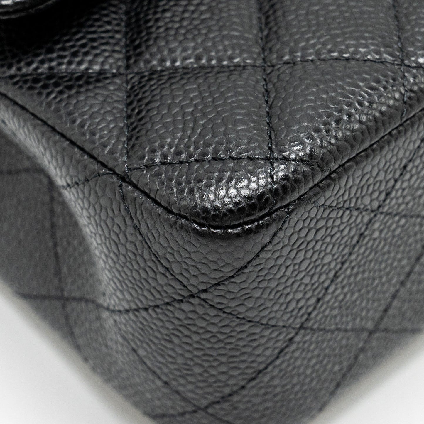CHANEL Medium Classic Double Flap Bag Caviar Black  (Microchip)