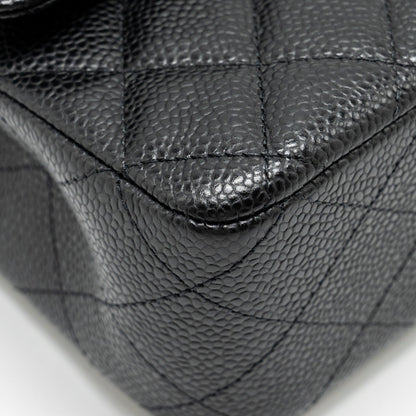 CHANEL Medium Classic Double Flap Bag Caviar Black  (Microchip)