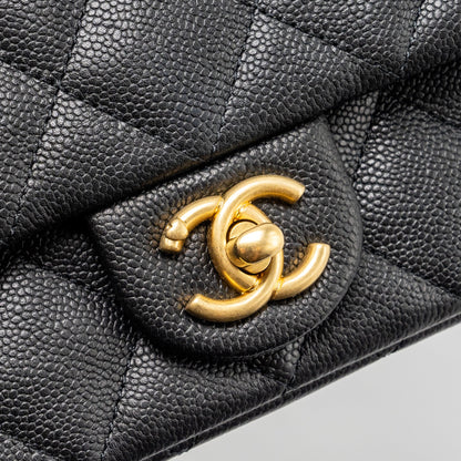Chanel 24p Coco Love Mini Flap Bag Adjustable Chain Caviar Black Brush  (Microchip)