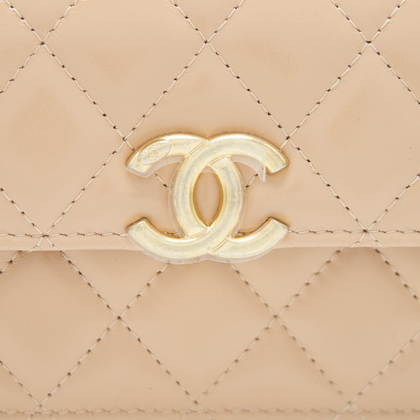 Chanel 21A Flap Coin Purse with Chain Beige  Calfskin