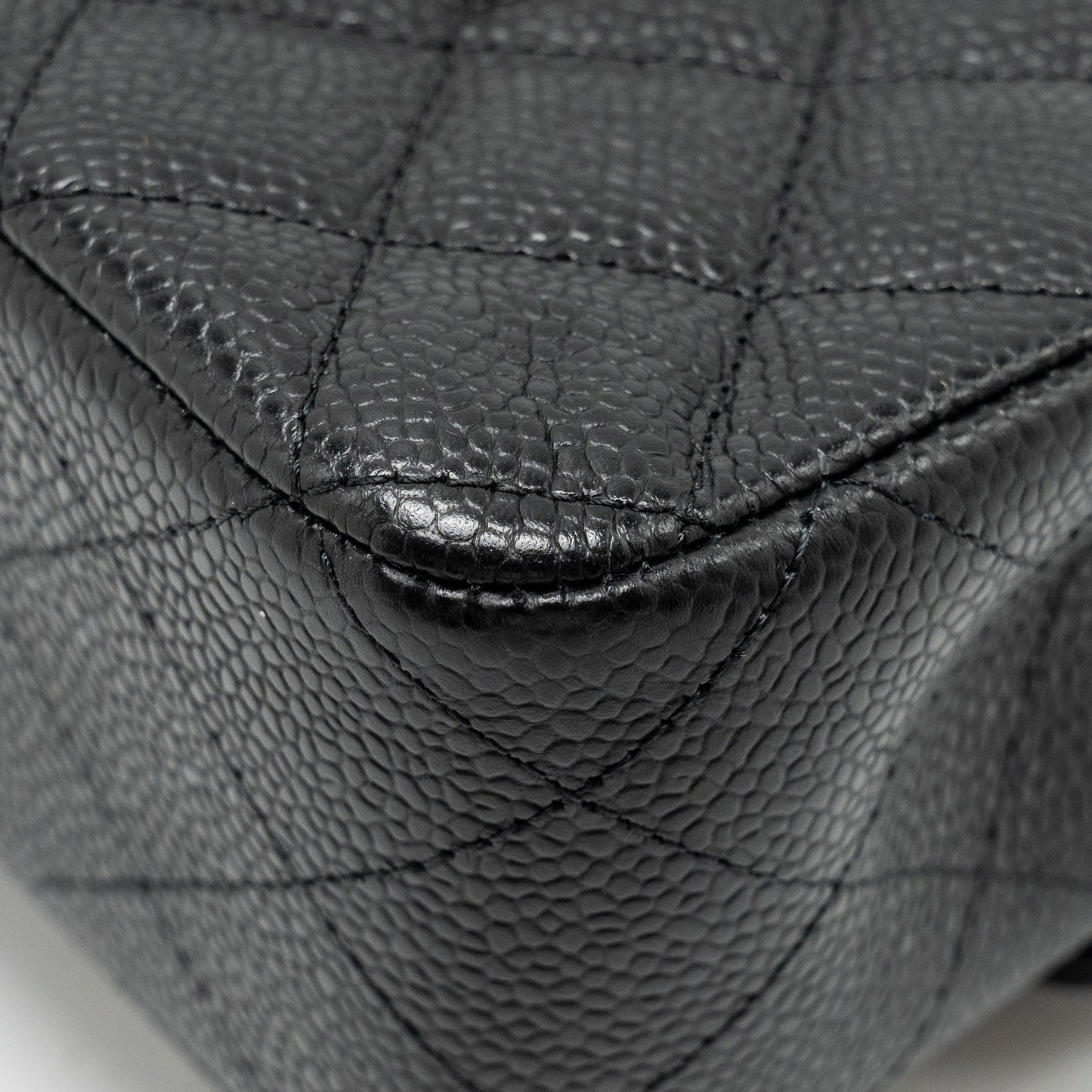 CHANEL Medium Classic Double Flap Bag Caviar Black  (Microchip)