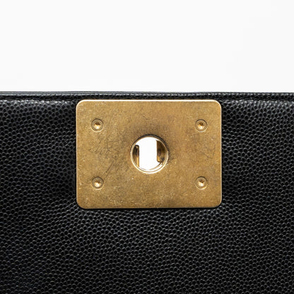 Chanel Medium Classic Boy Bag Caviar Black  (microchip)