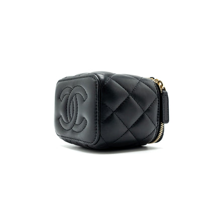 Chanel Pearl Crush Mini Vanity Case Lambskin Black  (microchip)