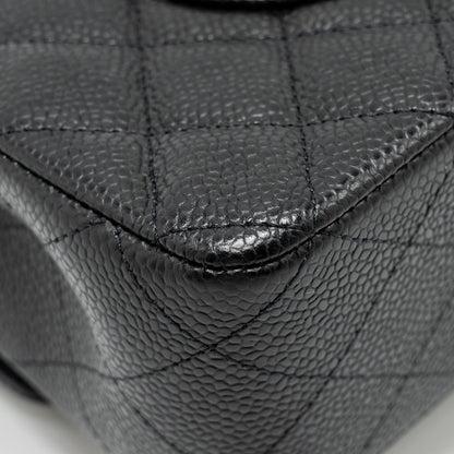 CHANEL Medium Classic Double Flap Bag Caviar Black  (Microchip)
