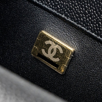 Chanel 24p Coco Love Mini Flap Bag Adjustable Chain Caviar Black Brush  (Microchip)