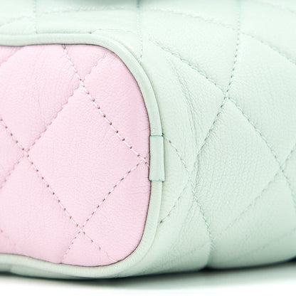 Chanel Small Camera Case Tricolour Goatskin Green Blue Pink L