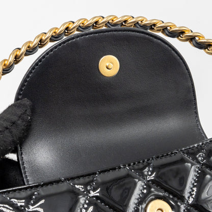 Chanel 23K Hoop Bag Patent leather black  (microchip)