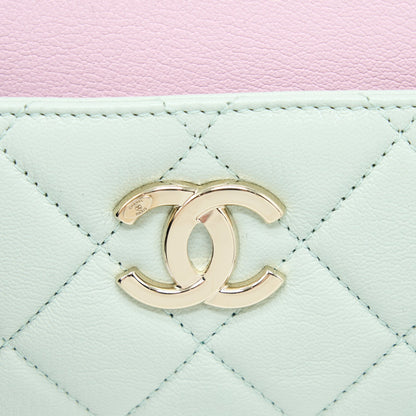 Chanel Small Camera Case Tricolour Goatskin Green Blue Pink L