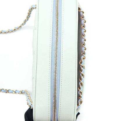 Chanel Small Camera Case Tricolour Goatskin Green Blue Pink L