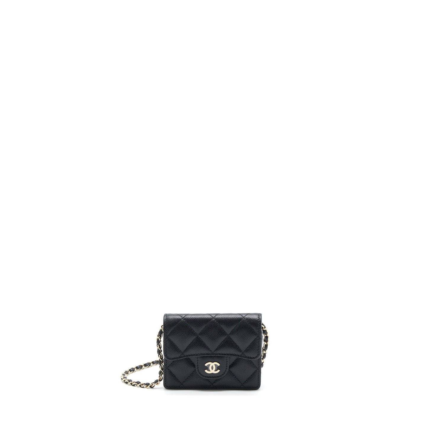 Chanel Card Holder On Chain Caviar Black L