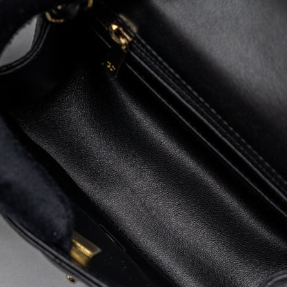 Chanel Classic Mini Square Flap Bag Lambskin Black L (Microchip)