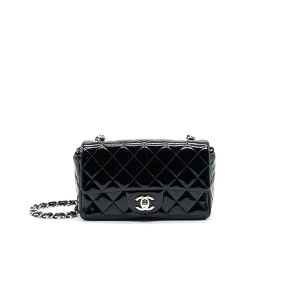 Chanel Mini Rectangular Flap bag Patent Leather Black