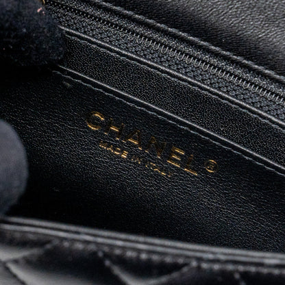 Chanel Classic Mini Square Flap Bag Lambskin Black L (Microchip)