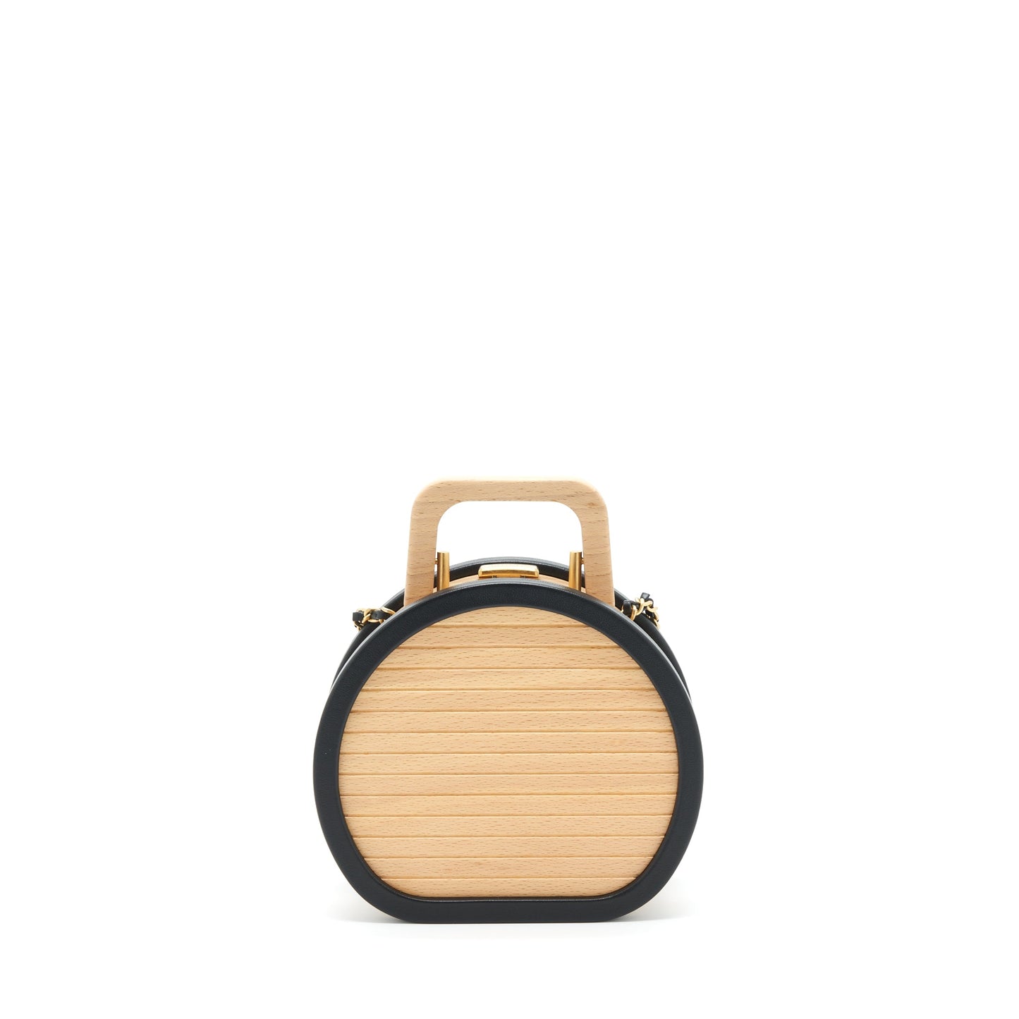 Chanel 22C small vanity case beech wood, calfskin beige / black with