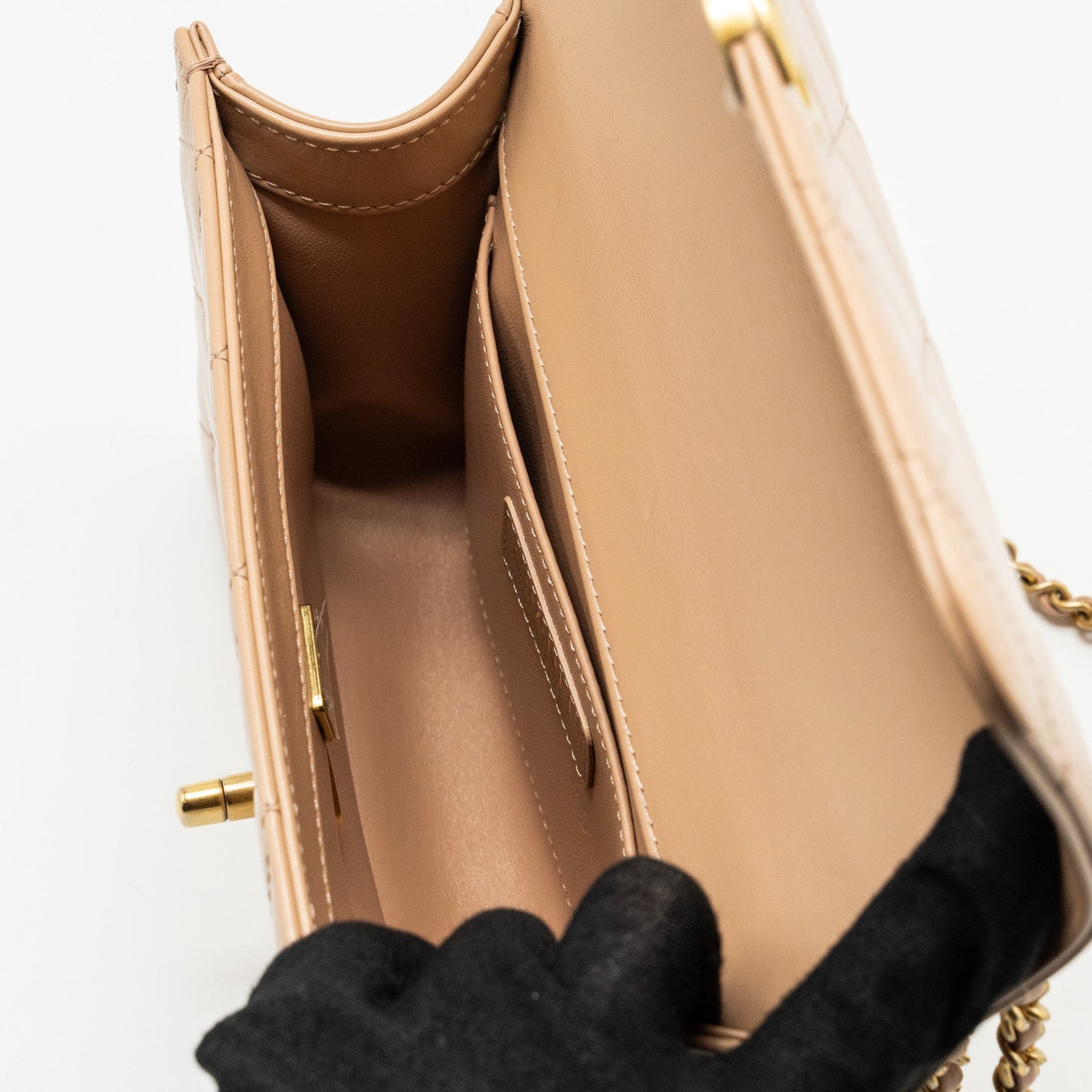 Chanel 21A Gold Crush Flap Bag Calfskin Beige  (Microchip)