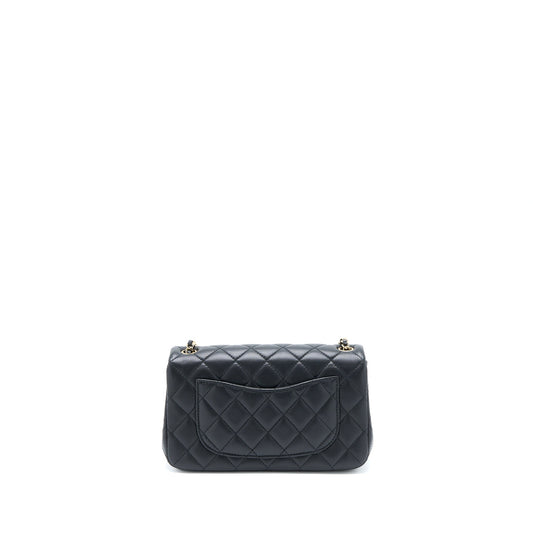 Chanel 23C Pearl Crush Mini Rectangular Flap Bag Lambskin Black L (Microchip)