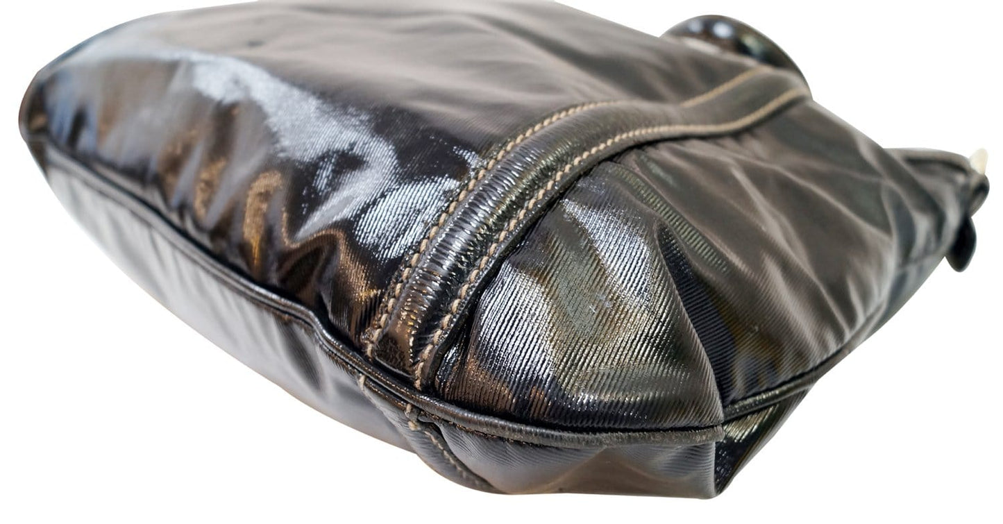 GUCCI Patent Leather Black Medium Britt Hobo Bag