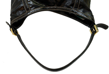 GUCCI Patent Leather Black Medium Britt Hobo Bag