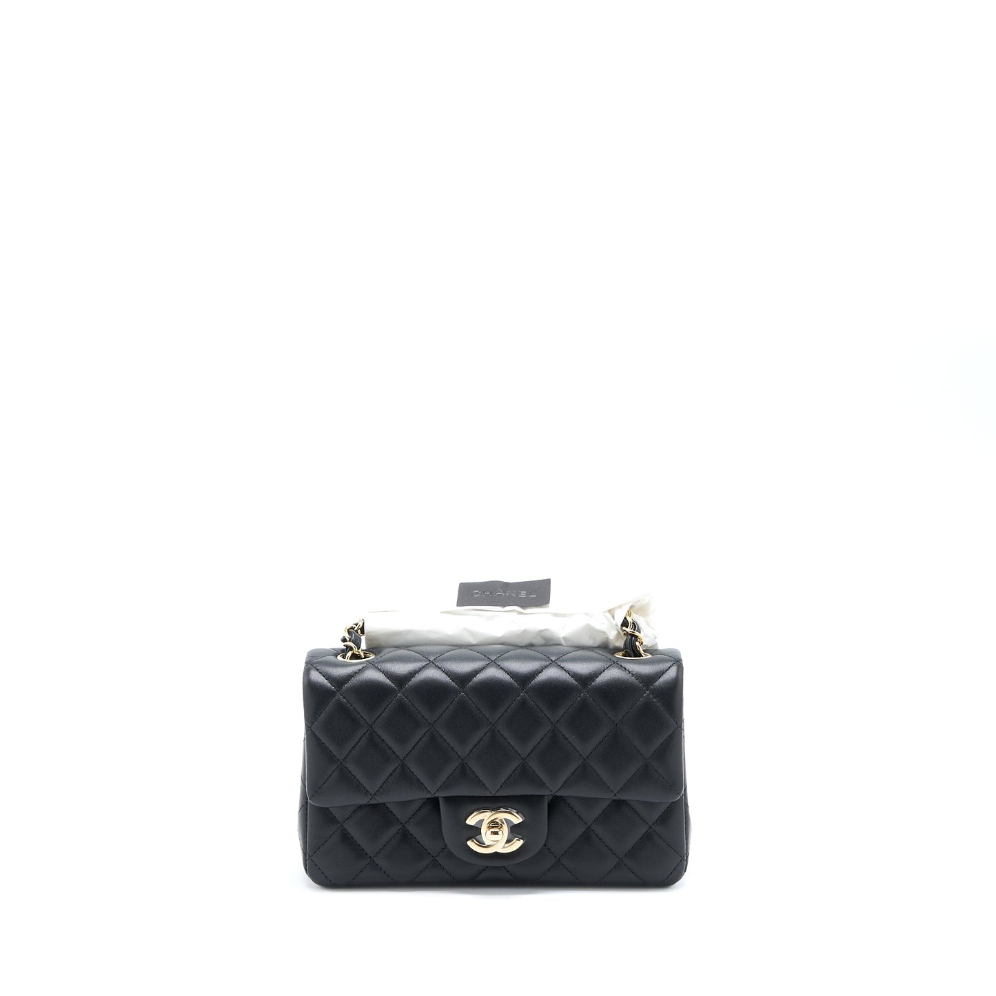 Chanel Mini Rectangular Flap Bag Lambskin Black L (Microchip)