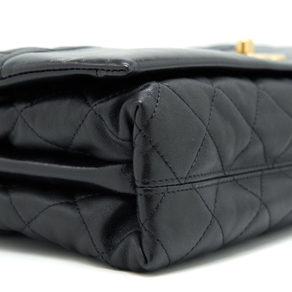 Chanel Large Single Flap Bag Calfskin  Black