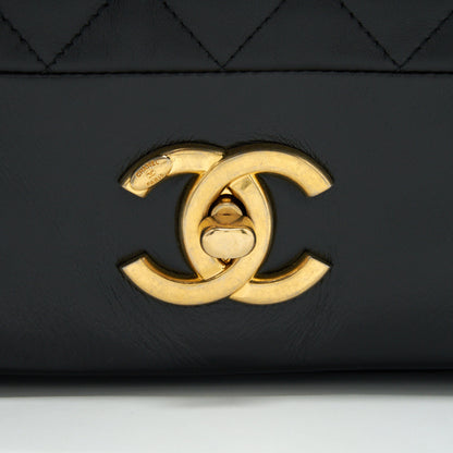 Chanel Large Single Flap Bag Calfskin  Black