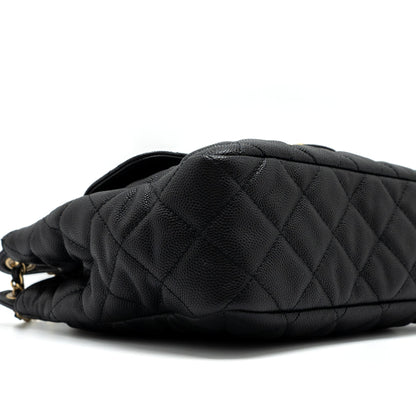 Chanel 23C Hobo Bag Grained Calfskin Black  (Microchip)
