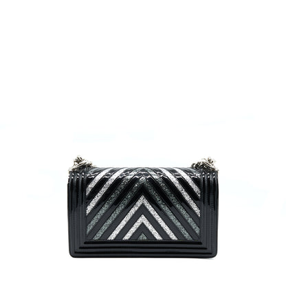 Chanel Medium Boy Bag Chevron Limited Patent Black