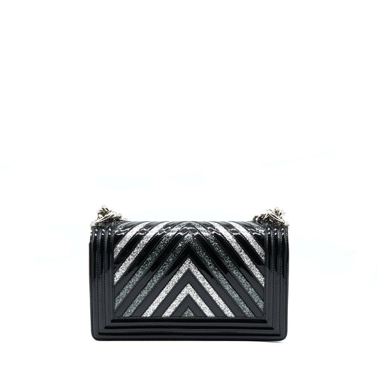 Chanel Medium Boy Bag Chevron Limited Patent Black