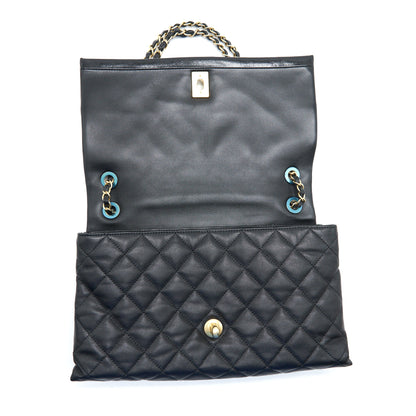 Chanel Large Single Flap Bag Calfskin  Black