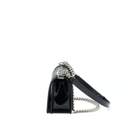 Chanel Medium Boy Bag Chevron Limited Patent Black