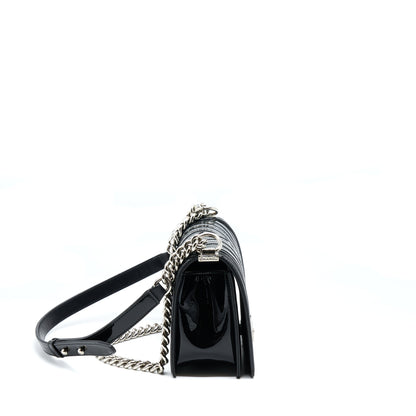 Chanel Medium Boy Bag Chevron Limited Patent Black