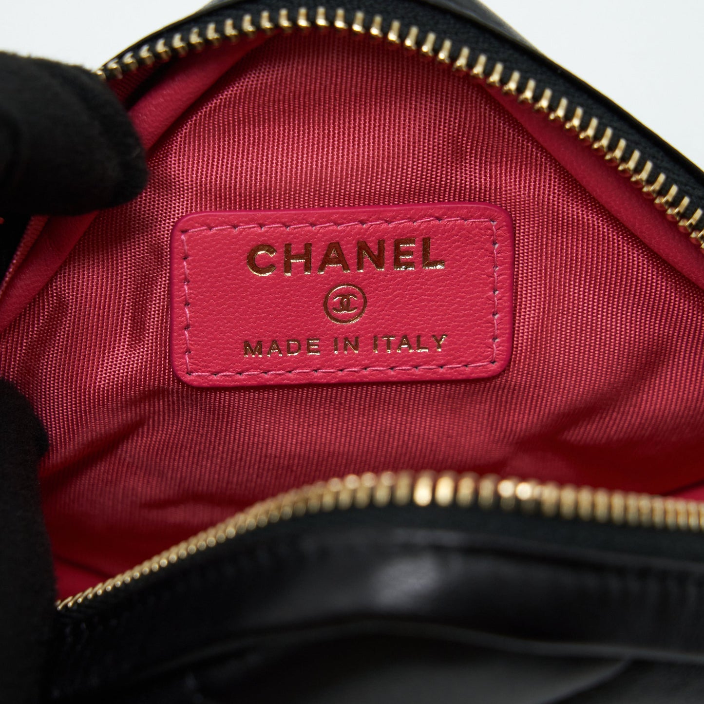 Chanel quilted belt bag lambskin black with