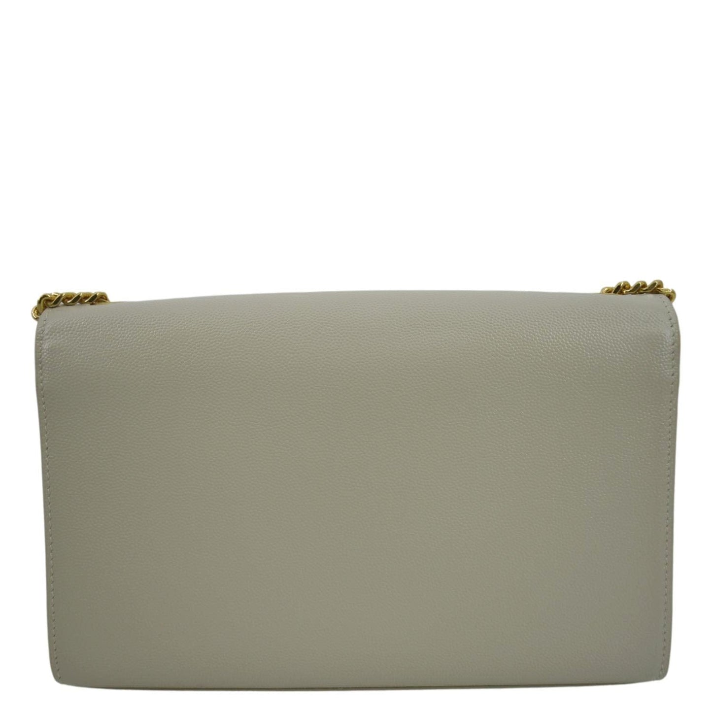 YVES SAINT LAURENT Kate Leather Chain Clutch Crossbody Bag White