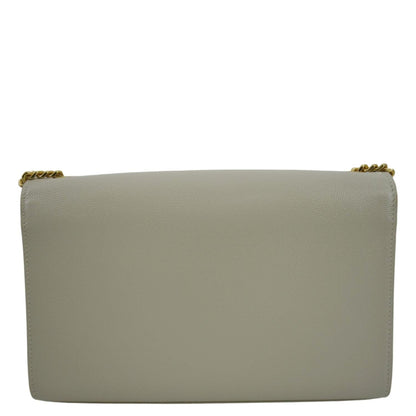YVES SAINT LAURENT Kate Leather Chain Clutch Crossbody Bag White