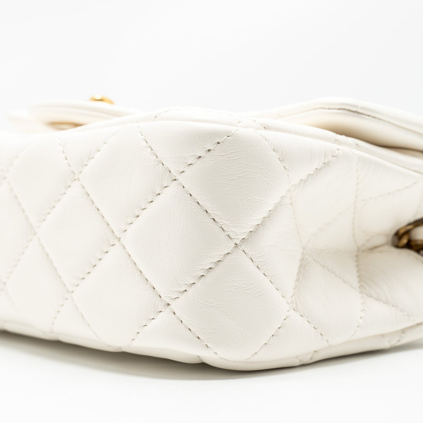 Chanel Pearl Crush Mini Rectangular Flap Bag Lambskin White  (Microchip)