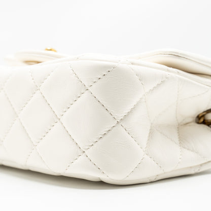Chanel Pearl Crush Mini Rectangular Flap Bag Lambskin White  (Microchip)