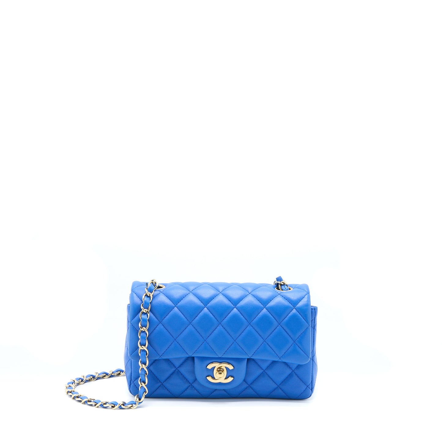 Chanel Mini Rectangular Flap Bag Lambskin Blue L