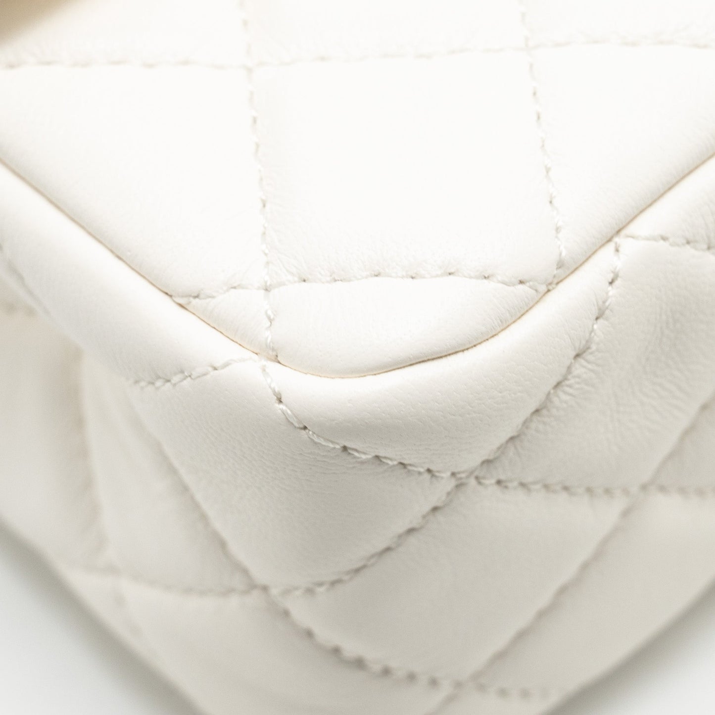 Chanel Pearl Crush Mini Rectangular Flap Bag Lambskin White  (Microchip)